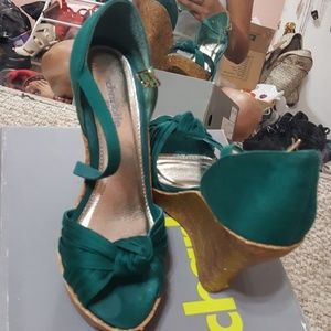 Green teal farbric wedges